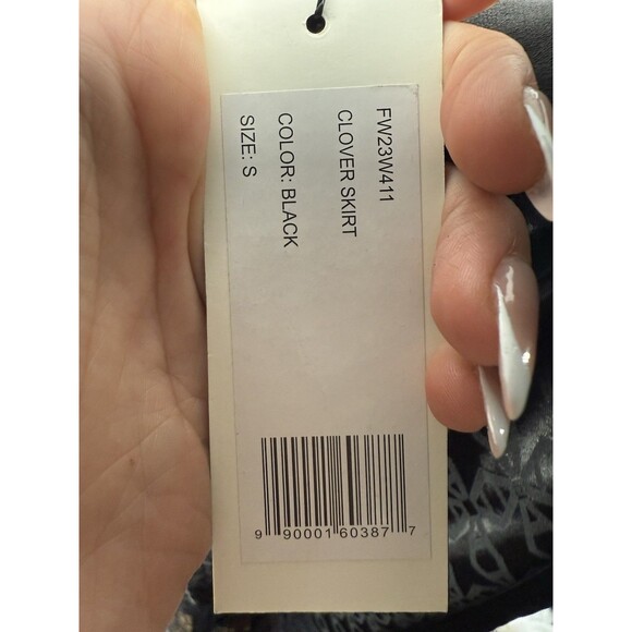 Ahiri Lace Satin Clover Skirt Black Unlined Size S - Picture 3 of 5